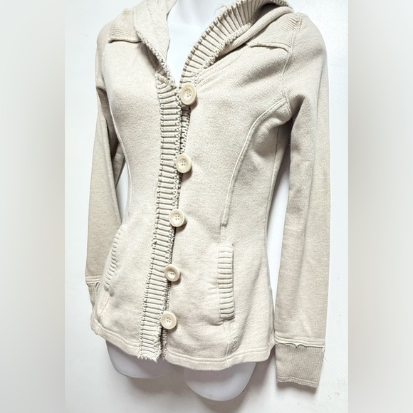 Billabong Cream Button-Up Cardigan Size S - Picture 3 of 9